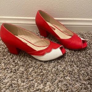 BAIT Red & White heels Size 9